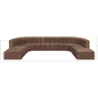Bowery Hill Contemporary Brown Vegan Leather Modular Sectional