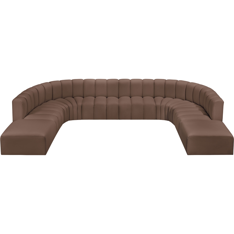 Bowery Hill Contemporary Brown Vegan Leather Modular Sectional