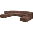 Bowery Hill Contemporary Brown Vegan Leather Modular Sectional