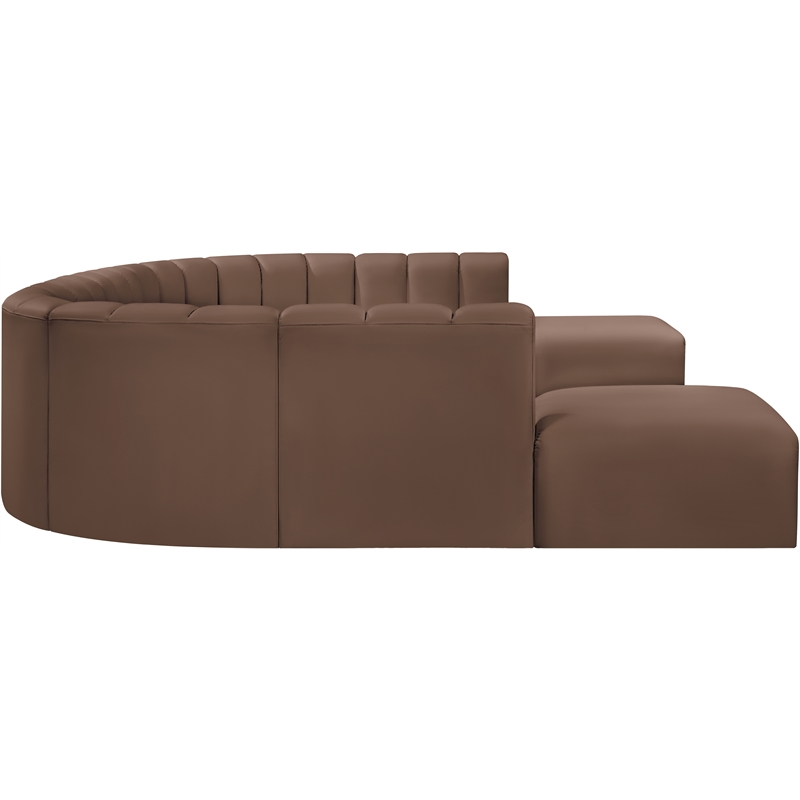 Bowery Hill Contemporary Brown Vegan Leather Modular Sectional