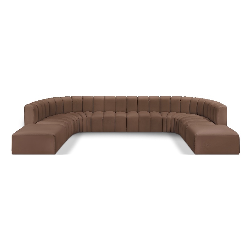 Bowery Hill Contemporary Brown Vegan Leather Modular Sectional