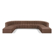 Bowery Hill Contemporary Brown Vegan Leather Modular Sectional