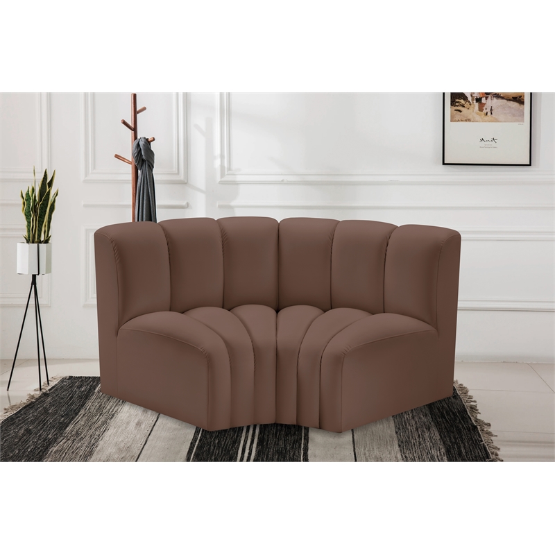 Bowery Hill Contemporary Brown Vegan Leather Modular Sectional
