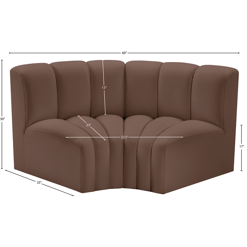 Bowery Hill Contemporary Brown Vegan Leather Modular Sectional