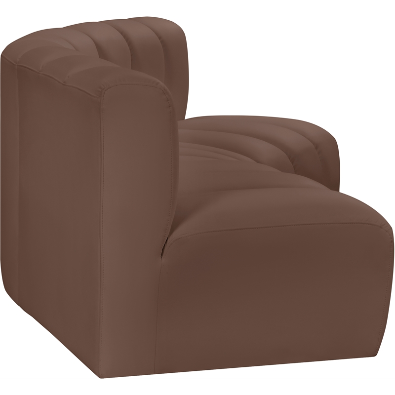 Bowery Hill Contemporary Brown Vegan Leather Modular Sectional