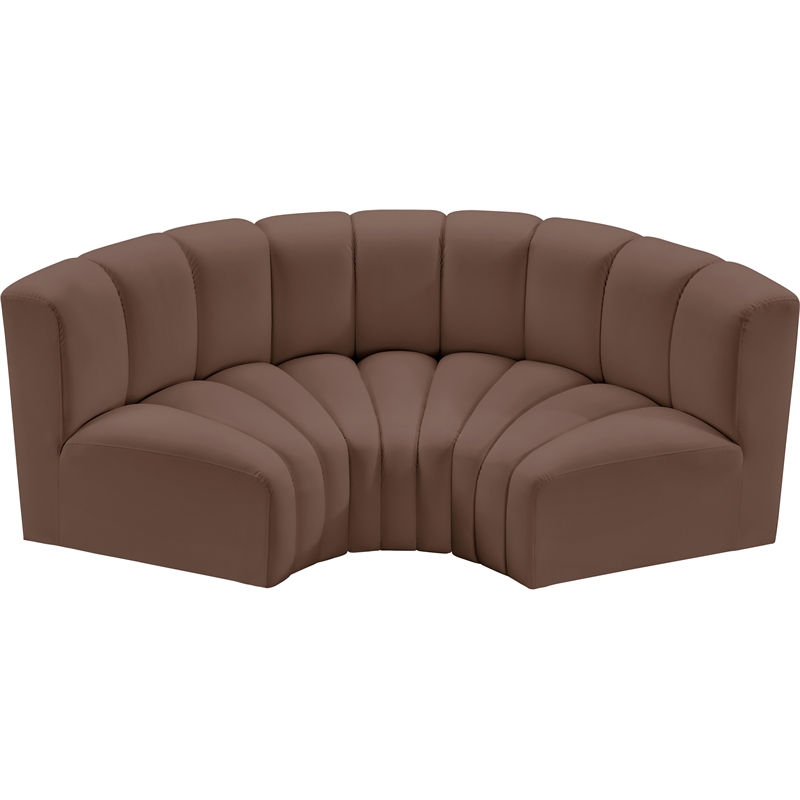 Bowery Hill Contemporary Brown Vegan Leather Modular Sectional