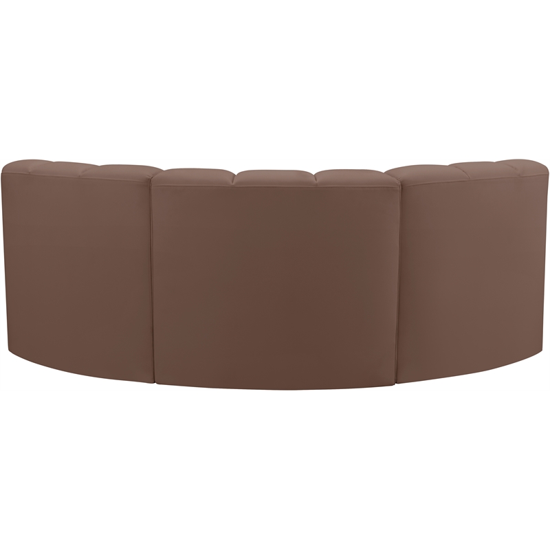 Bowery Hill Contemporary Brown Vegan Leather Modular Sectional