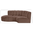 Bowery Hill Contemporary Brown Vegan Leather Modular Sectional