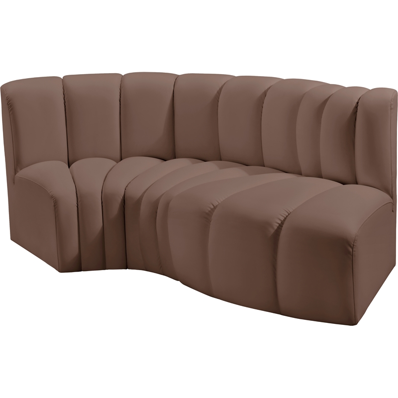 Bowery Hill Contemporary Brown Vegan Leather Modular Sectional