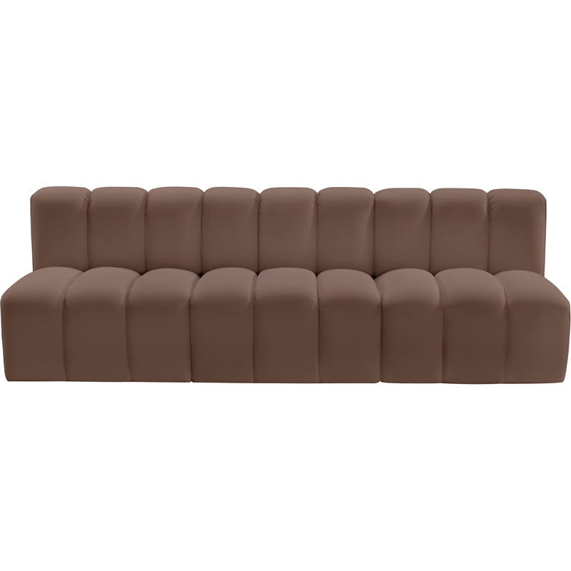Bowery Hill Contemporary Brown Vegan Leather Modular Sectional