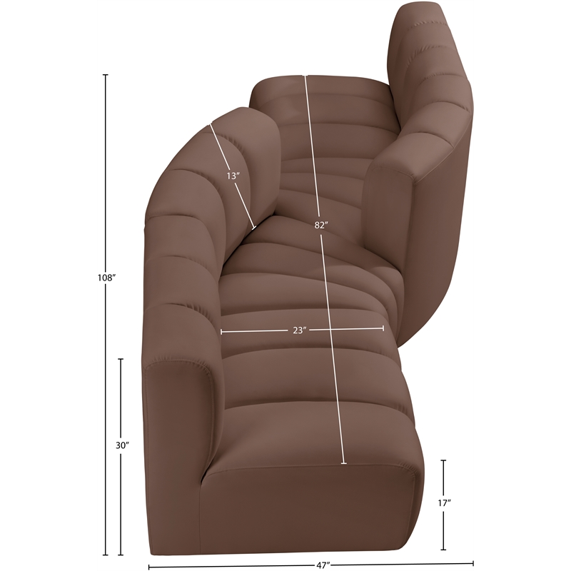 Bowery Hill Contemporary Brown Vegan Leather Modular Sectional