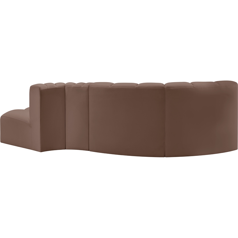 Bowery Hill Contemporary Brown Vegan Leather Modular Sectional