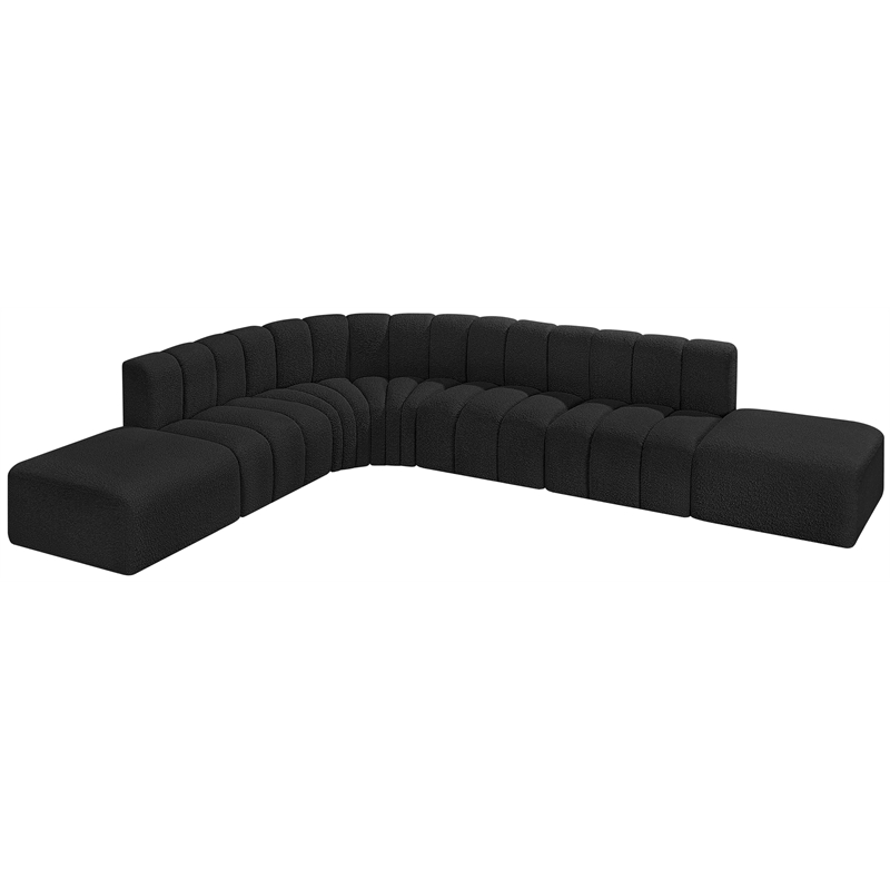 Bowery Hill Contemporary Black Boucle Fabric Modular Sectional
