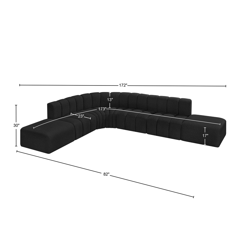 Bowery Hill Contemporary Black Boucle Fabric Modular Sectional