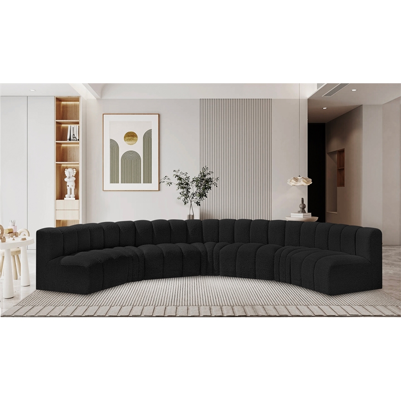 Bowery Hill Contemporary Black Boucle Fabric Modular Sectional