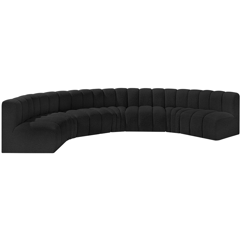 Bowery Hill Contemporary Black Boucle Fabric Modular Sectional