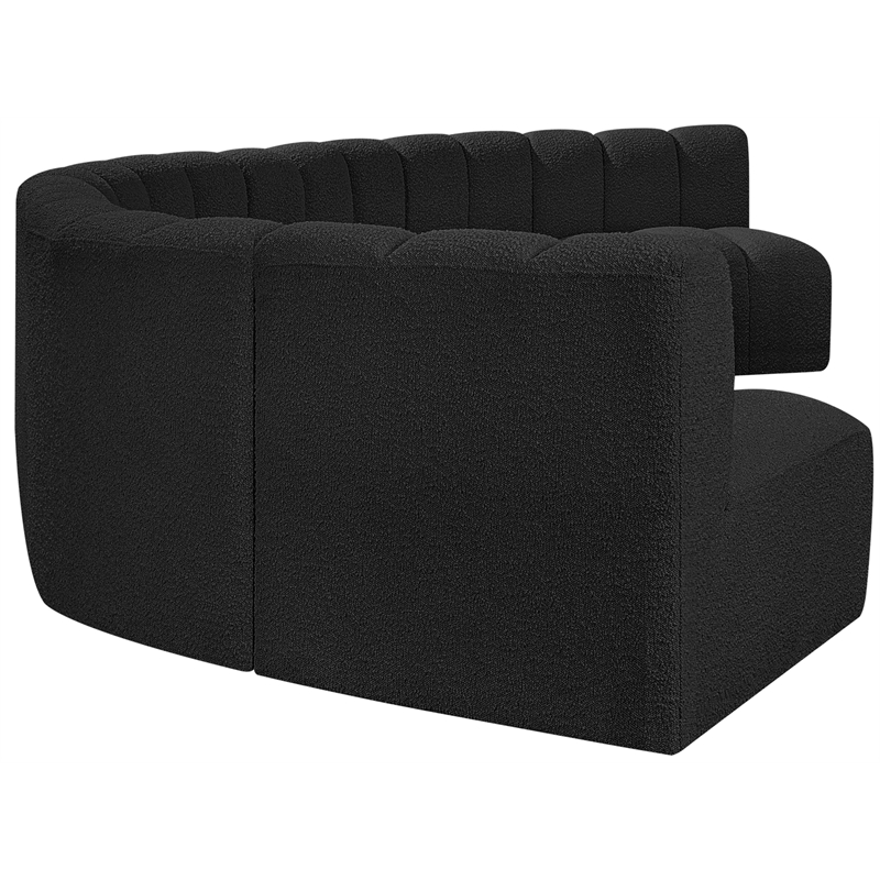 Bowery Hill Contemporary Black Boucle Fabric Modular Sectional