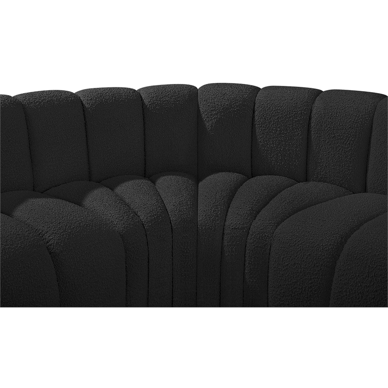 Bowery Hill Contemporary Black Boucle Fabric Modular Sectional