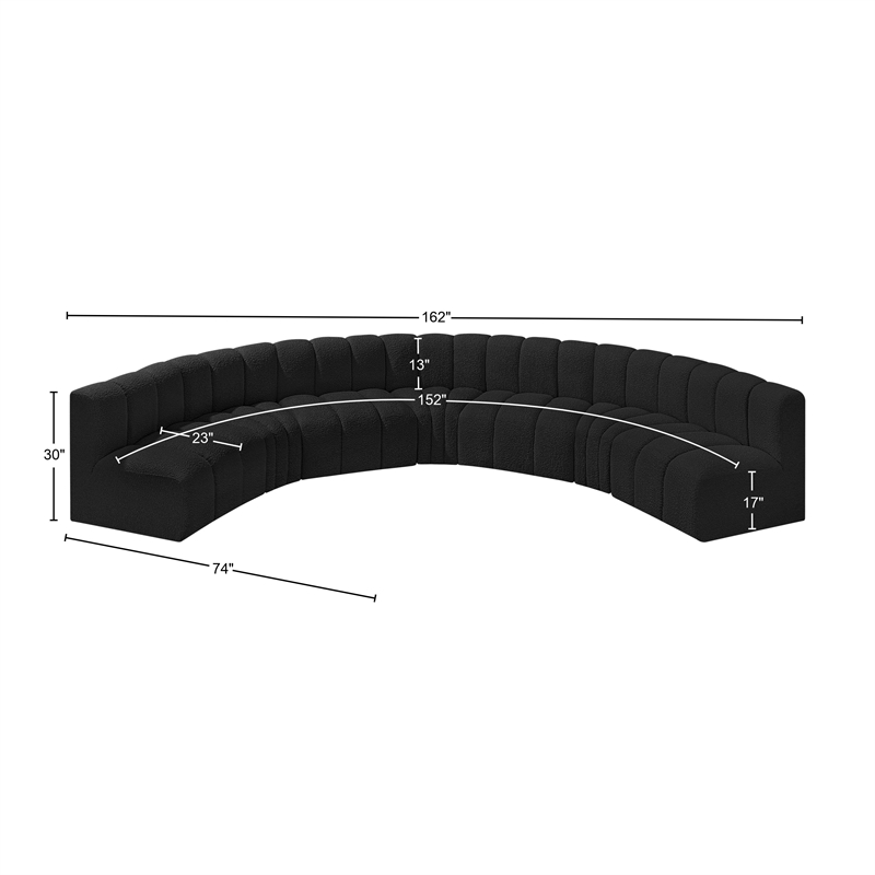 Bowery Hill Contemporary Black Boucle Fabric Modular Sectional