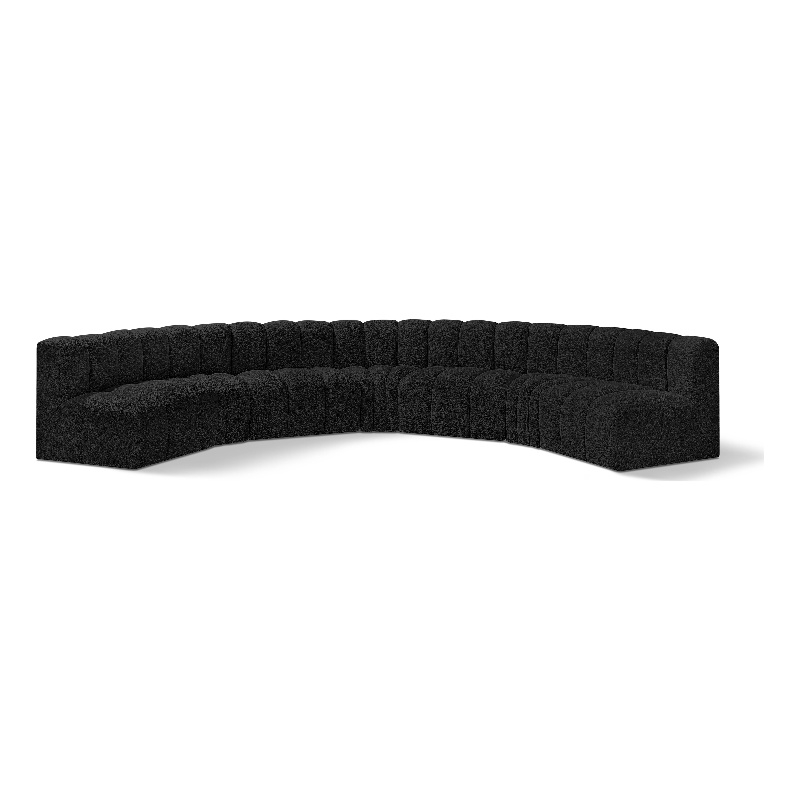 Bowery Hill Contemporary Black Boucle Fabric Modular Sectional