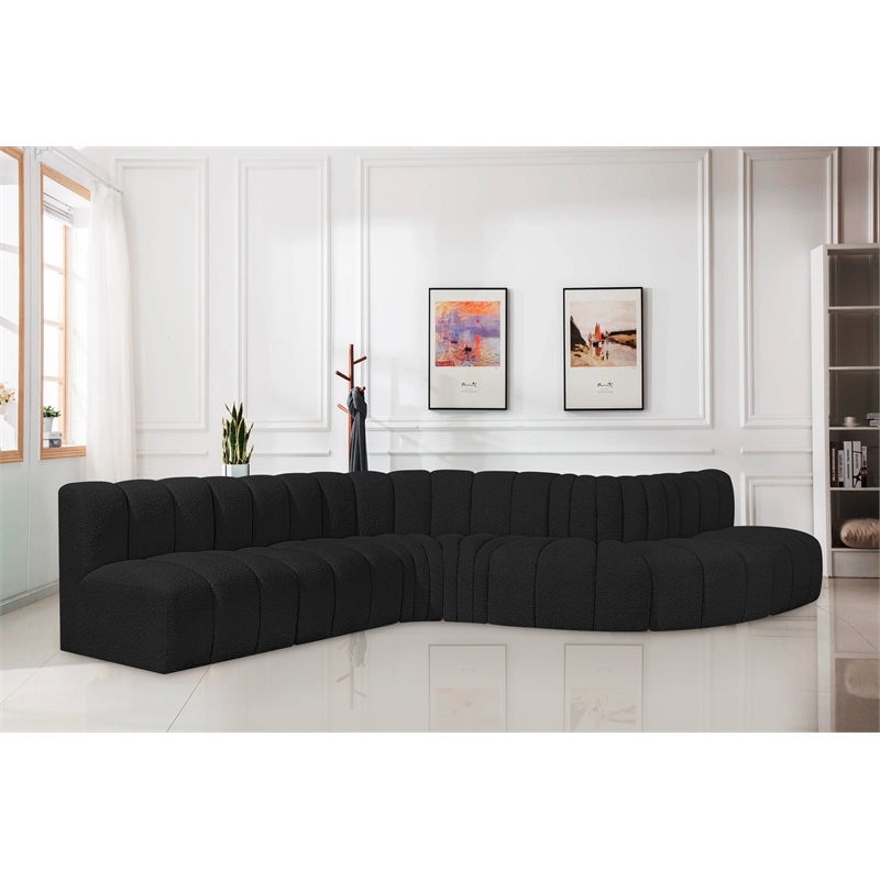 Bowery Hill Contemporary Black Boucle Fabric Modular Sectional