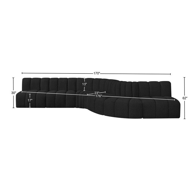 Bowery Hill Contemporary Black Boucle Fabric Modular Sectional