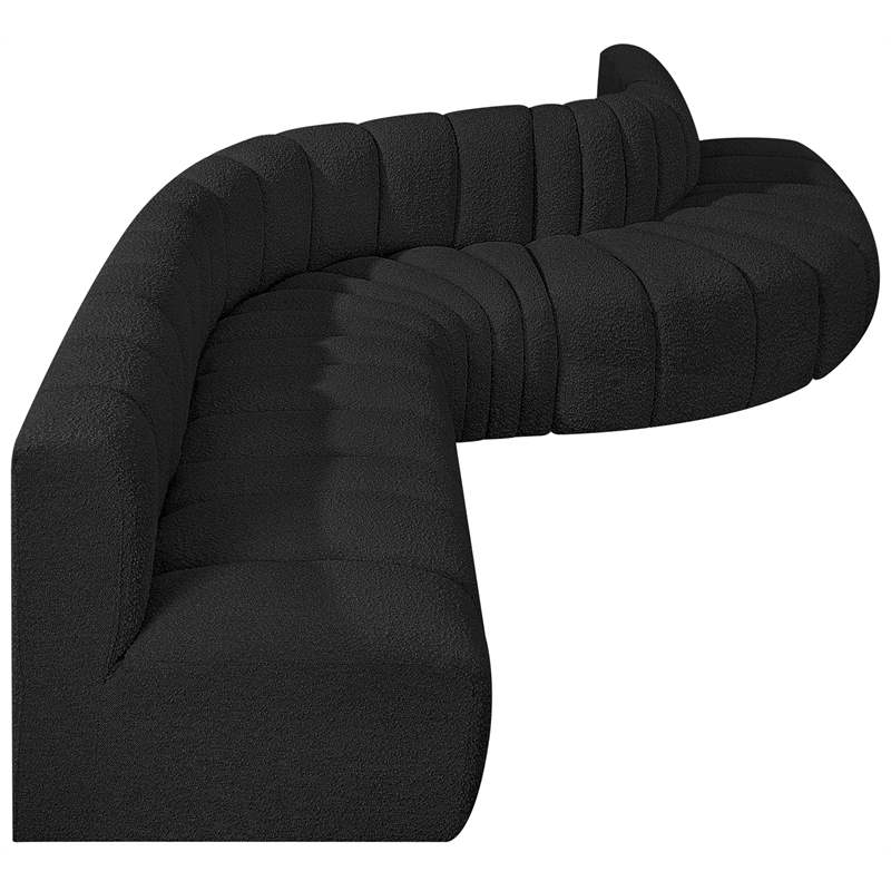 Bowery Hill Contemporary Black Boucle Fabric Modular Sectional