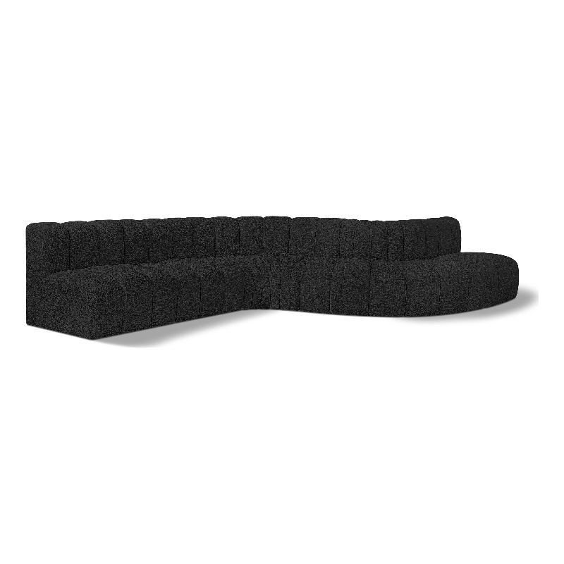 Bowery Hill Contemporary Black Boucle Fabric Modular Sectional