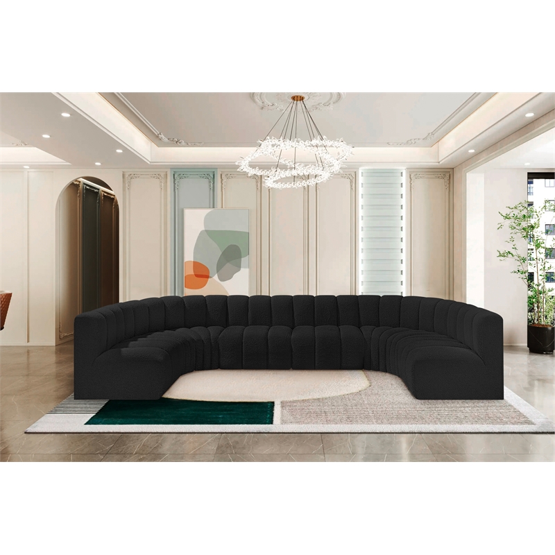 Bowery Hill Contemporary Black Boucle Fabric Modular Sectional