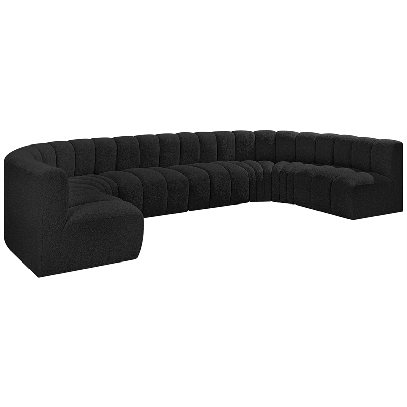 Bowery Hill Contemporary Black Boucle Fabric Modular Sectional