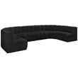 Bowery Hill Contemporary Black Boucle Fabric Modular Sectional