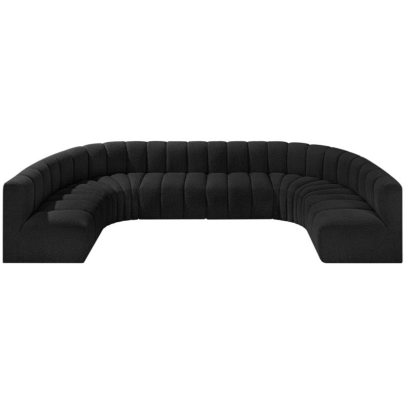 Bowery Hill Contemporary Black Boucle Fabric Modular Sectional