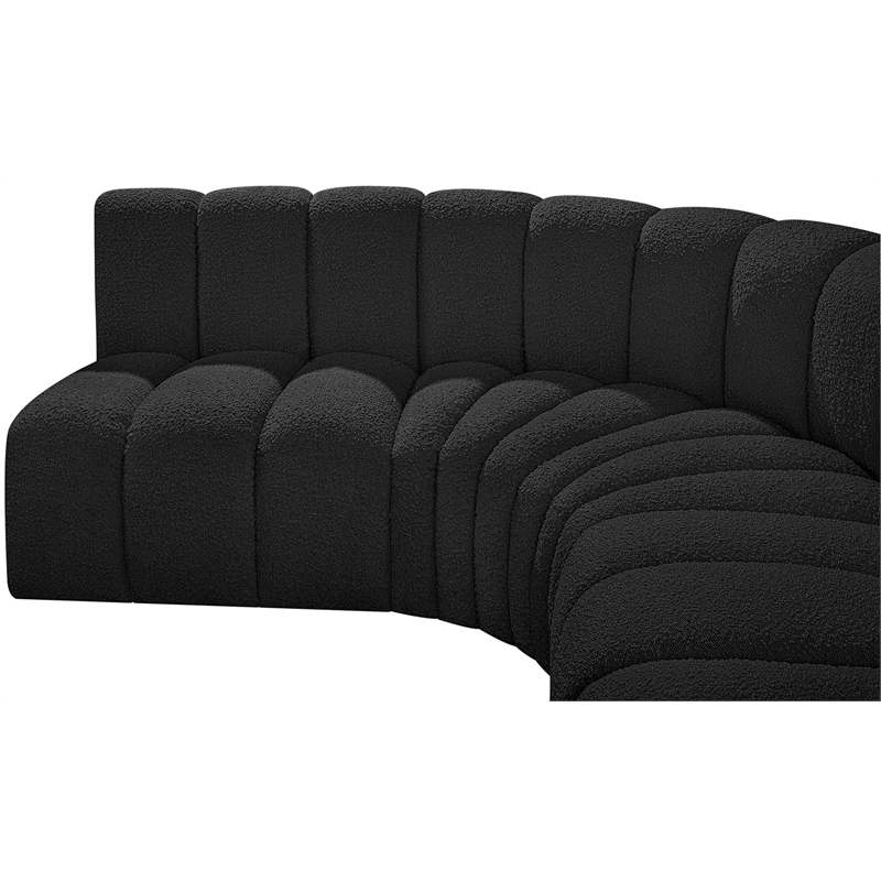 Bowery Hill Contemporary Black Boucle Fabric Modular Sectional