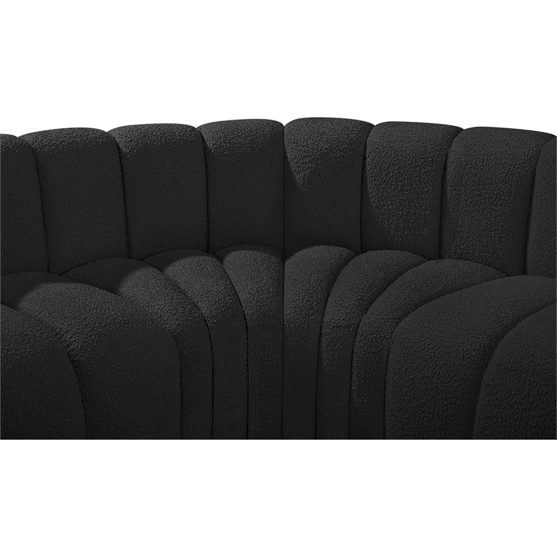 Bowery Hill Contemporary Black Boucle Fabric Modular Sectional