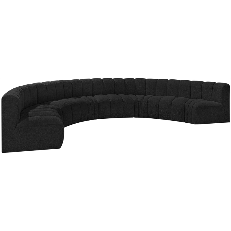 Bowery Hill Contemporary Black Boucle Fabric Modular Sectional