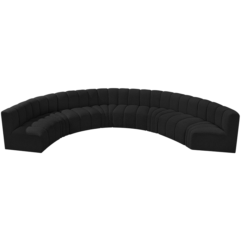 Bowery Hill Contemporary Black Boucle Fabric Modular Sectional