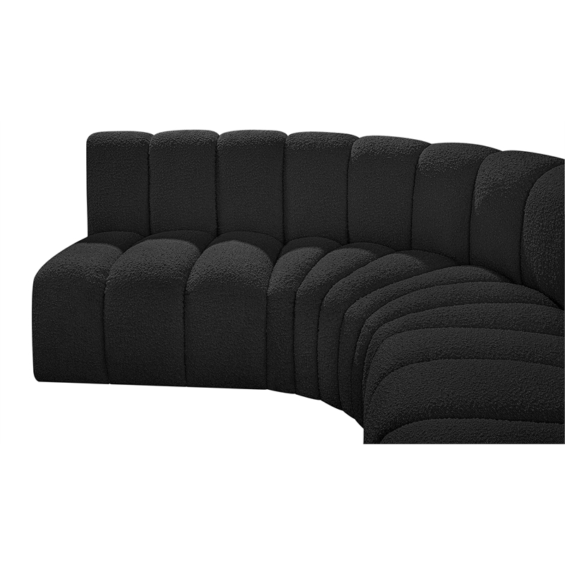 Bowery Hill Contemporary Black Boucle Fabric Modular Sectional