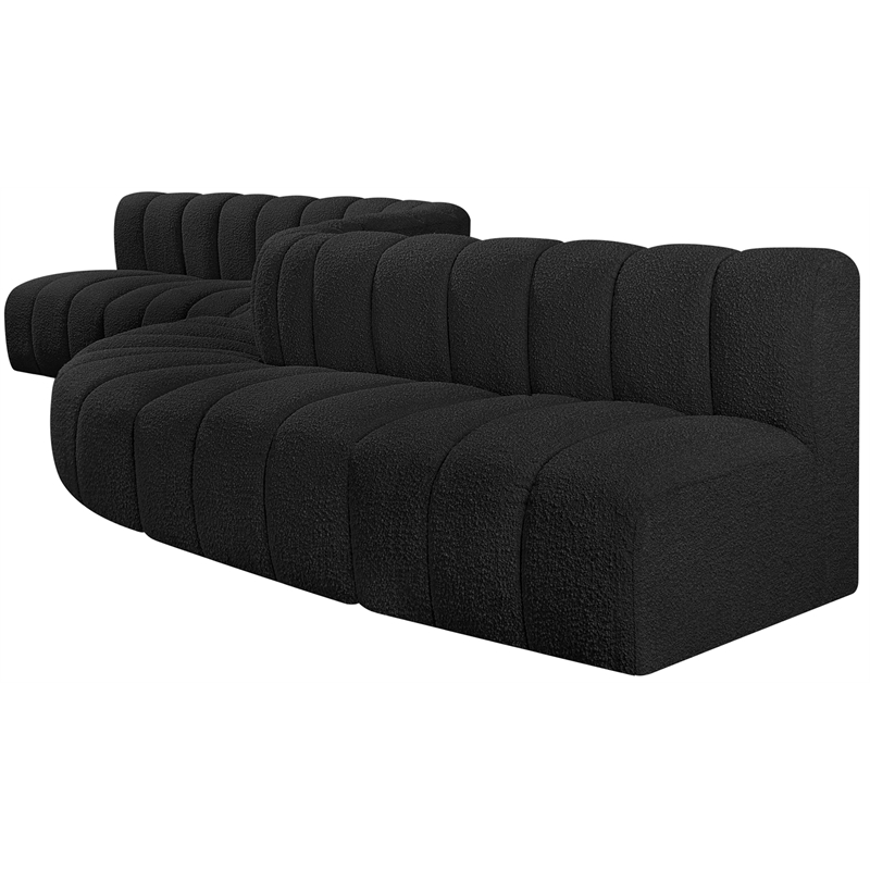 Bowery Hill Contemporary Black Boucle Fabric Modular Sectional
