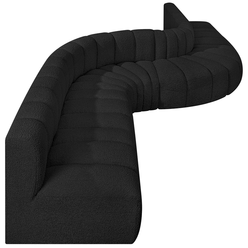 Bowery Hill Contemporary Black Boucle Fabric Modular Sectional