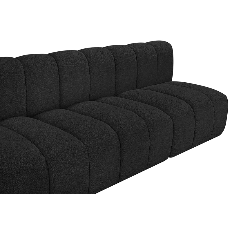 Bowery Hill Contemporary Black Boucle Fabric Modular Sectional