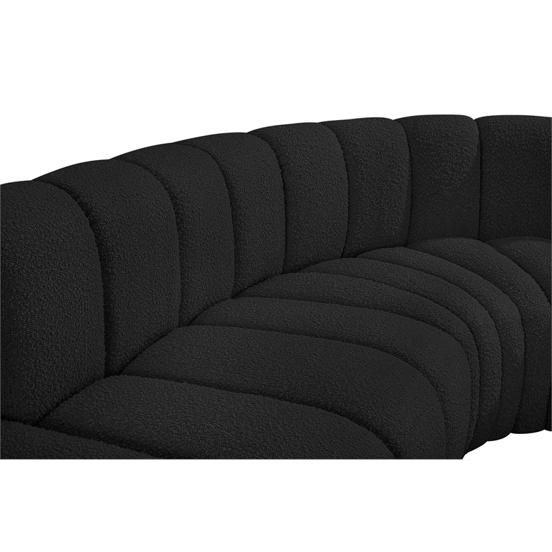 Bowery Hill Contemporary Black Boucle Fabric Modular Sectional
