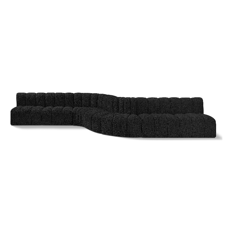 Bowery Hill Contemporary Black Boucle Fabric Modular Sectional