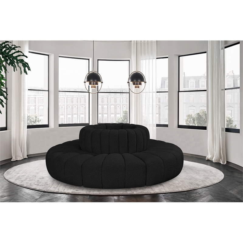 Bowery Hill Contemporary Black Boucle Fabric Modular Sectional