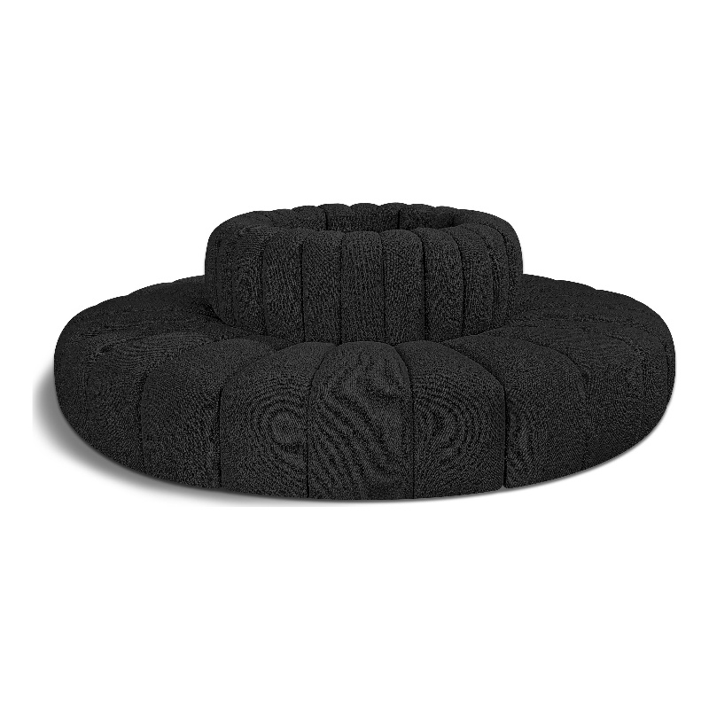Bowery Hill Contemporary Black Boucle Fabric Modular Sectional