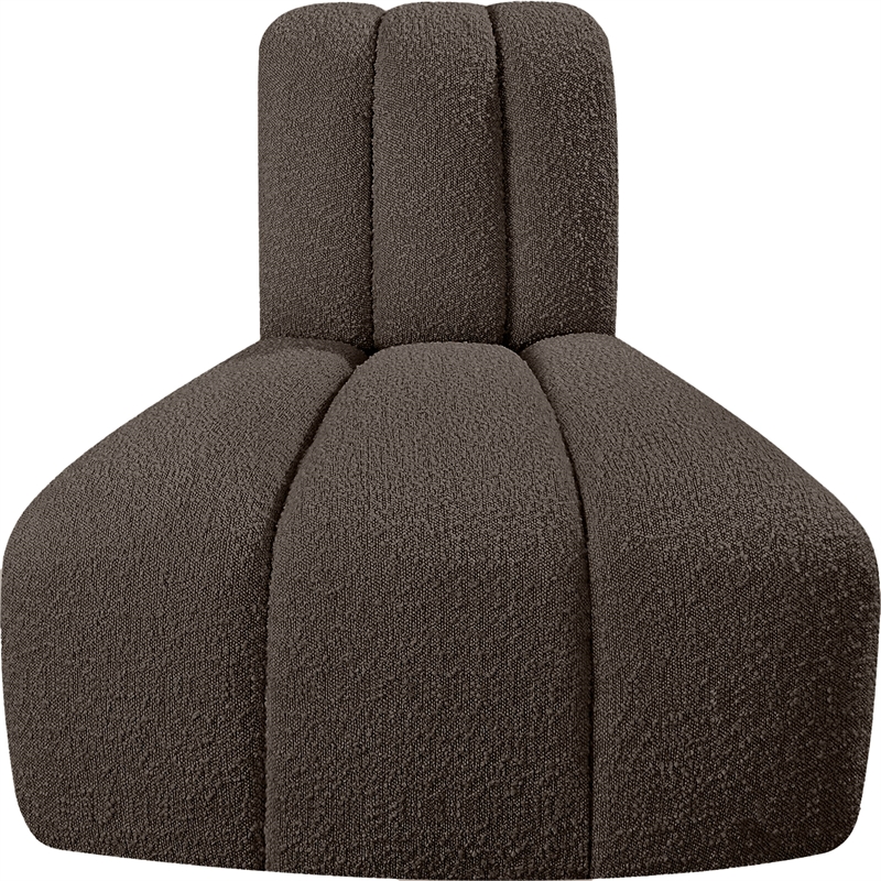 Bowery Hill Contemporary Rich Brown Boucle Fabric Reverse Corner