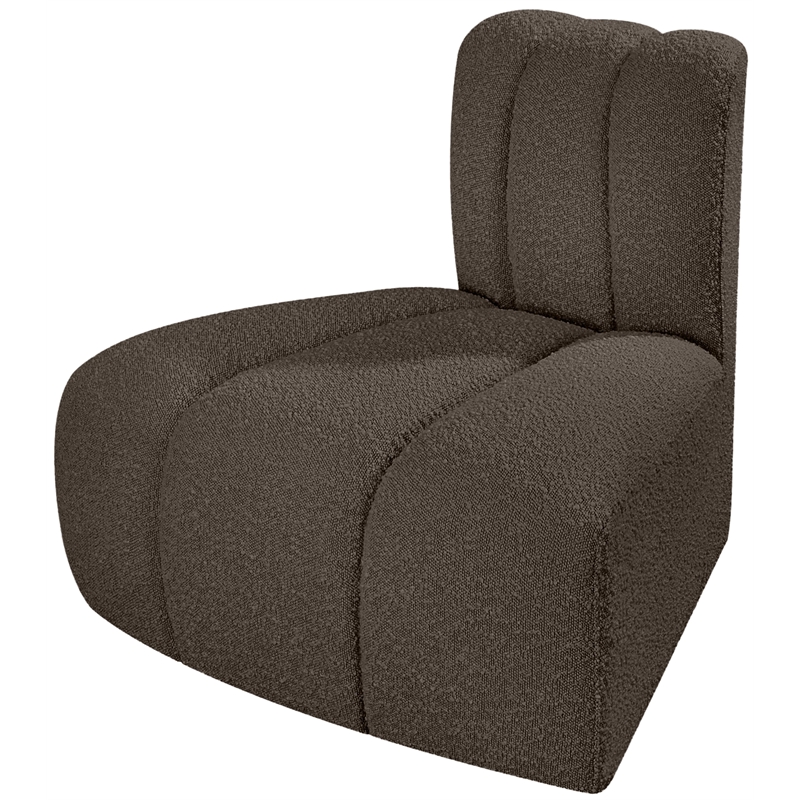 Bowery Hill Contemporary Rich Brown Boucle Fabric Reverse Corner