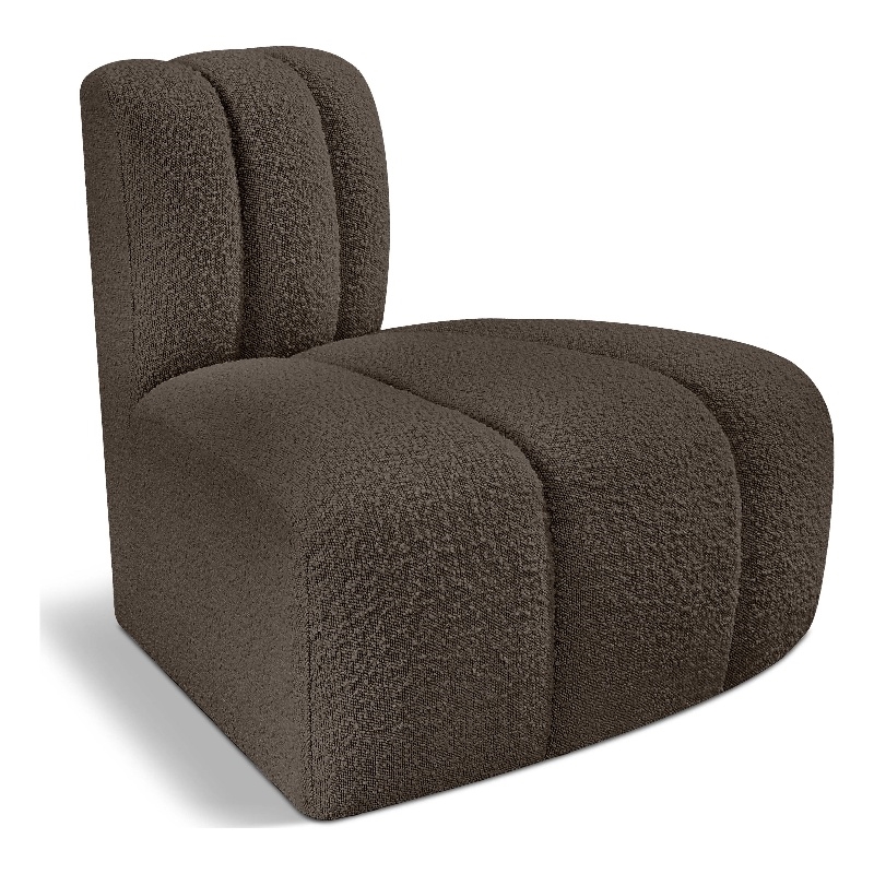Bowery Hill Contemporary Rich Brown Boucle Fabric Reverse Corner