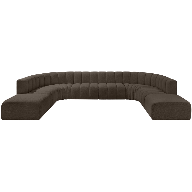 Bowery Hill Contemporary Brown Boucle Fabric Modular Sectional