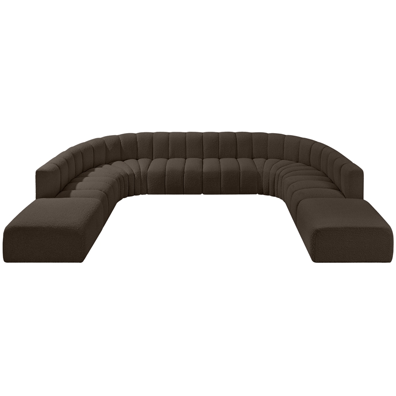Bowery Hill Contemporary Brown Boucle Fabric Modular Sectional