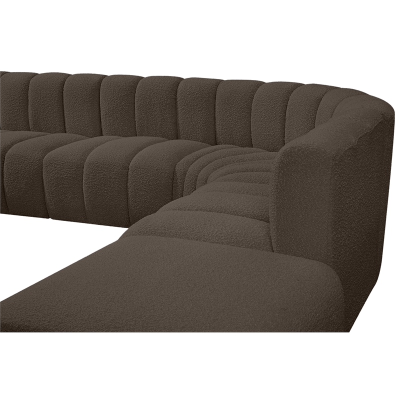 Bowery Hill Contemporary Brown Boucle Fabric Modular Sectional